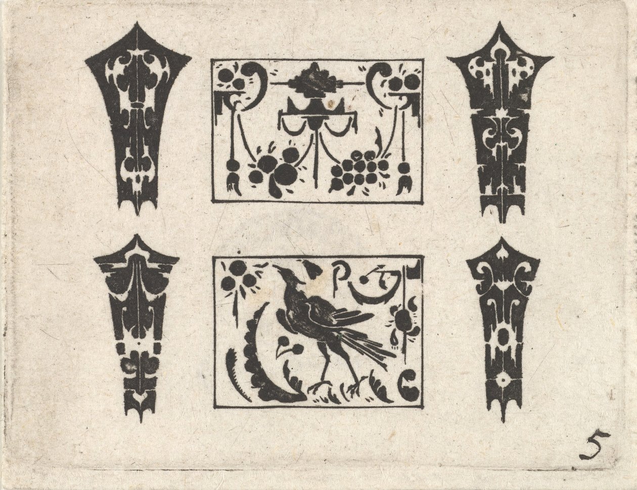 Gravure en noir avec un motif symétrique Schweifwerk - Claes Jansz Visscher