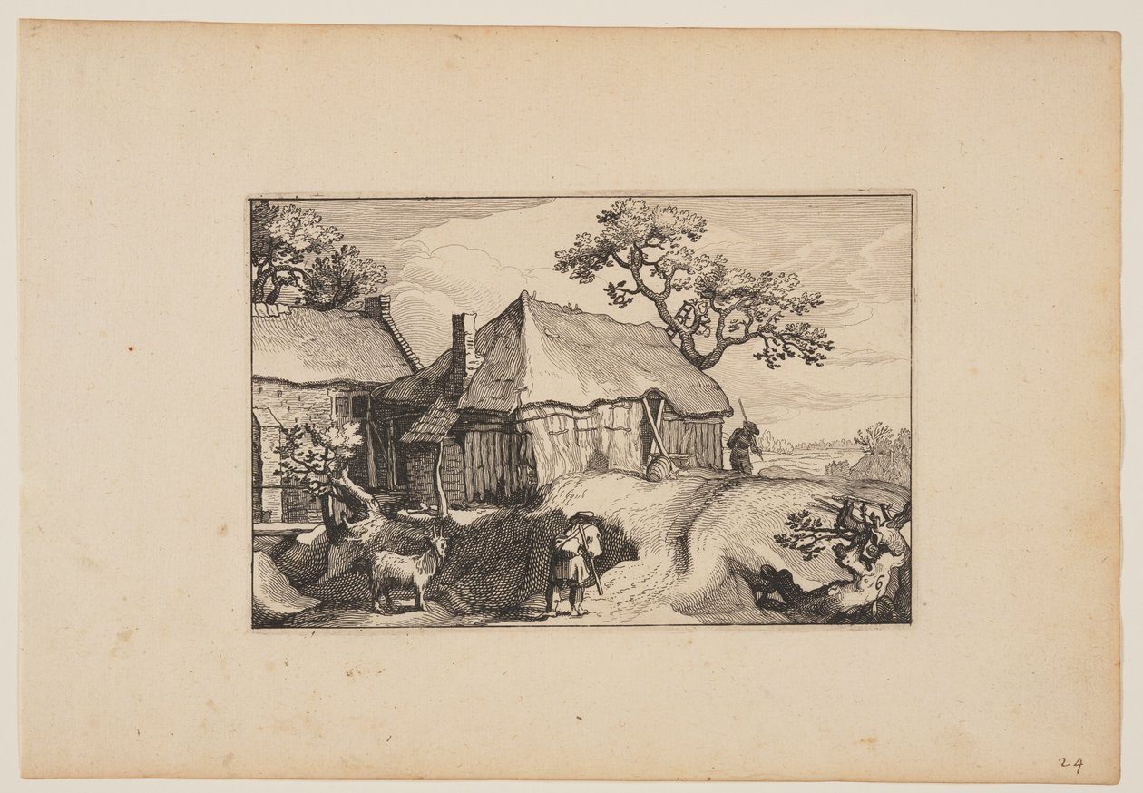 Path Along a Barn, from Paysages (Verscheyden aerdige Lanthuysen...) - Claes Jansz. Visscher