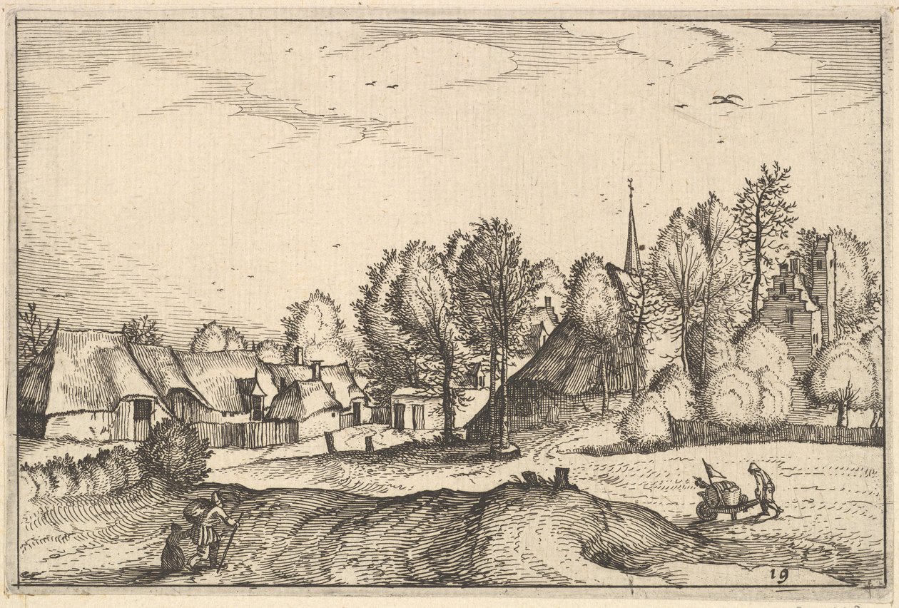Route vers un village, planche 19 de Regiunculae et Villae Aliquot Ducatus Brabantiae - Claes Jansz Visscher