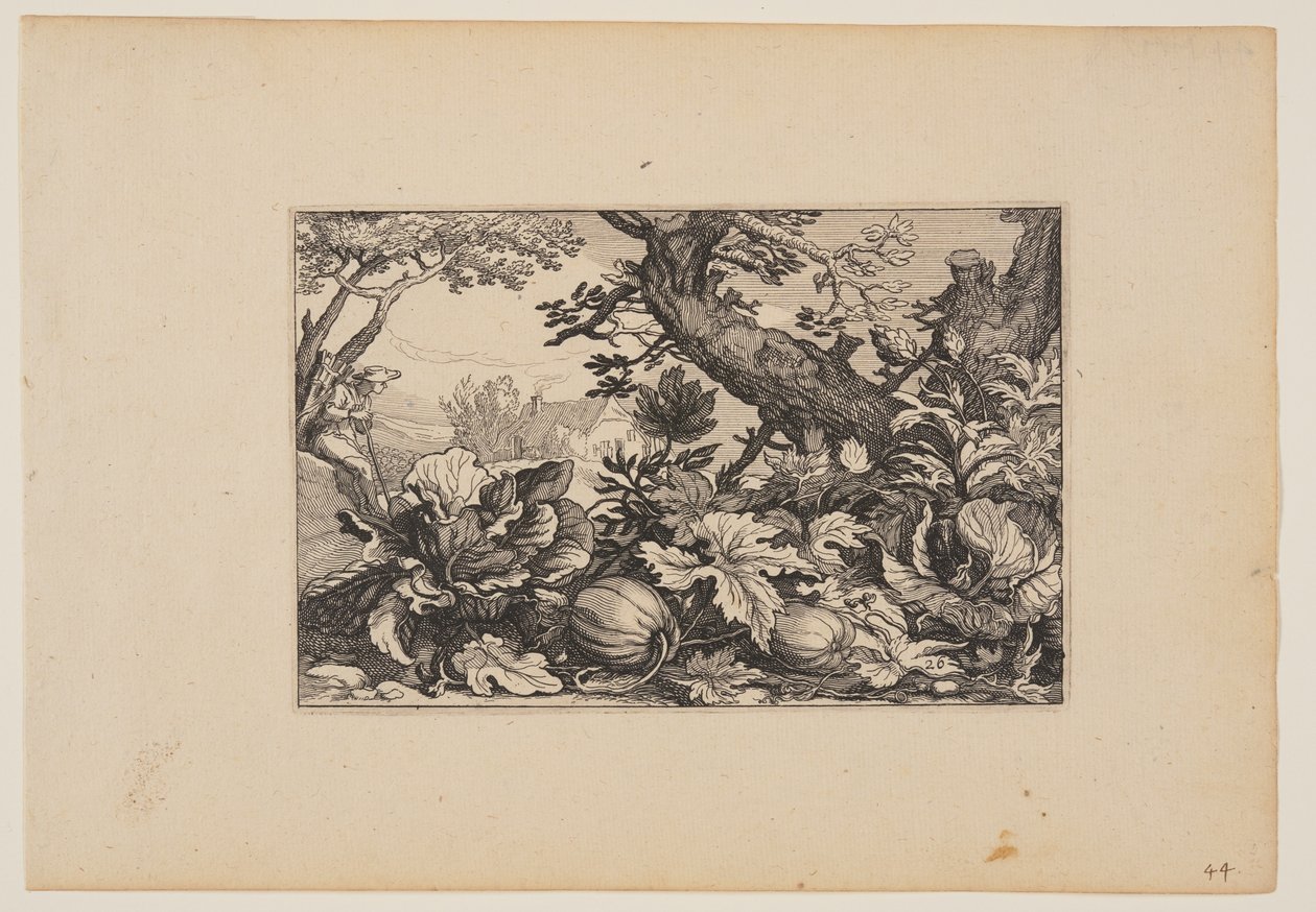 Arbre et melons, de Paysages (Verscheyden aerdige Lanthuysen...) - Claes Jansz. Visscher