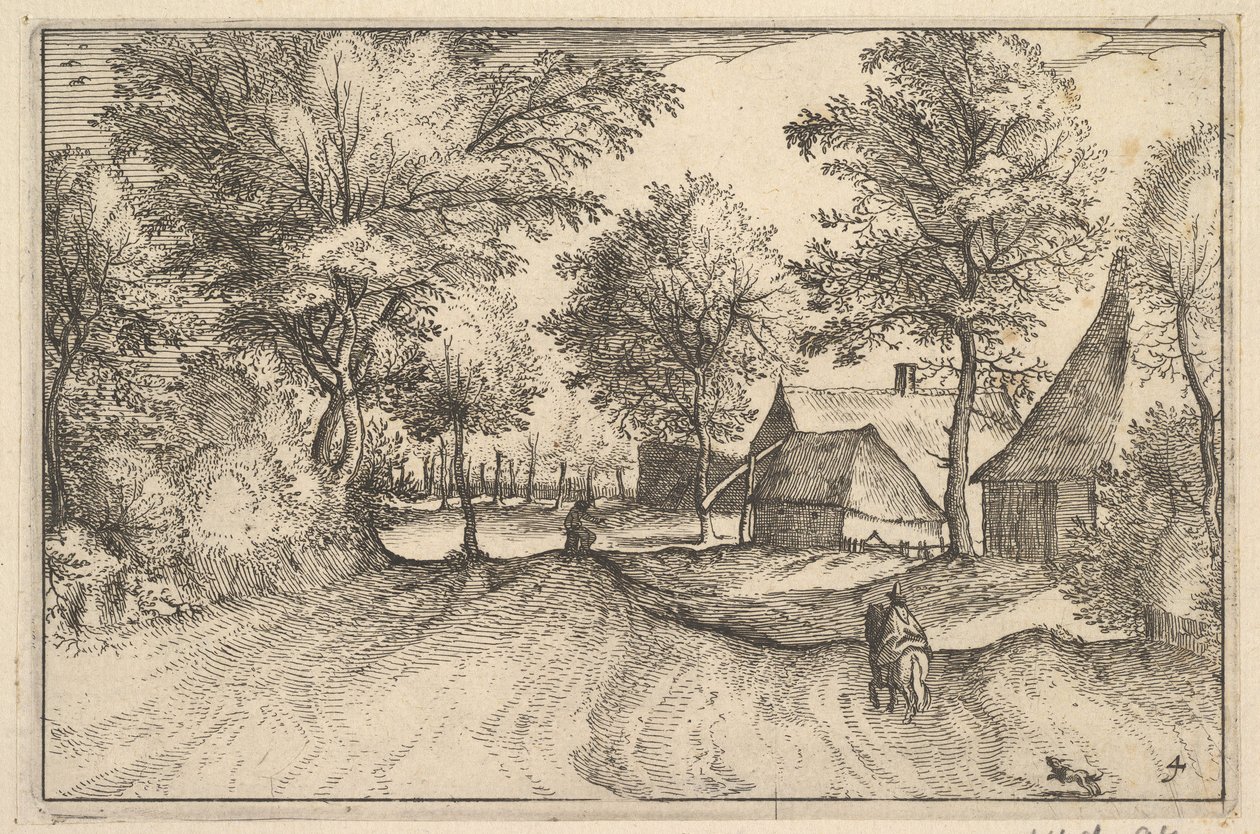 Route de village, planche 4 de Regiunculae et Villae Aliquot Ducatus Brabantiae, vers 1610 - Claes Jansz Visscher