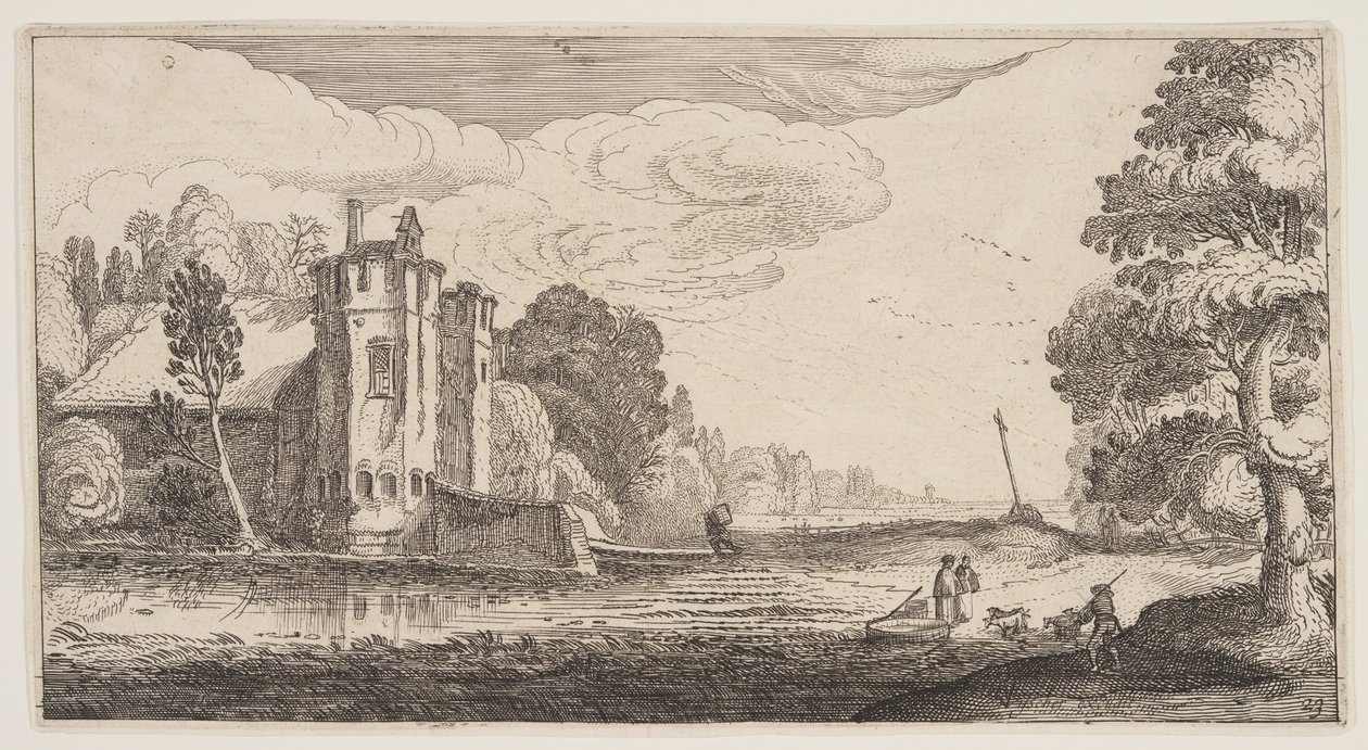 Maison de campagne avec deux tours hexagonales, extrait de Paysages (Playsante Lantschappen) - Claes Jansz. Visscher II