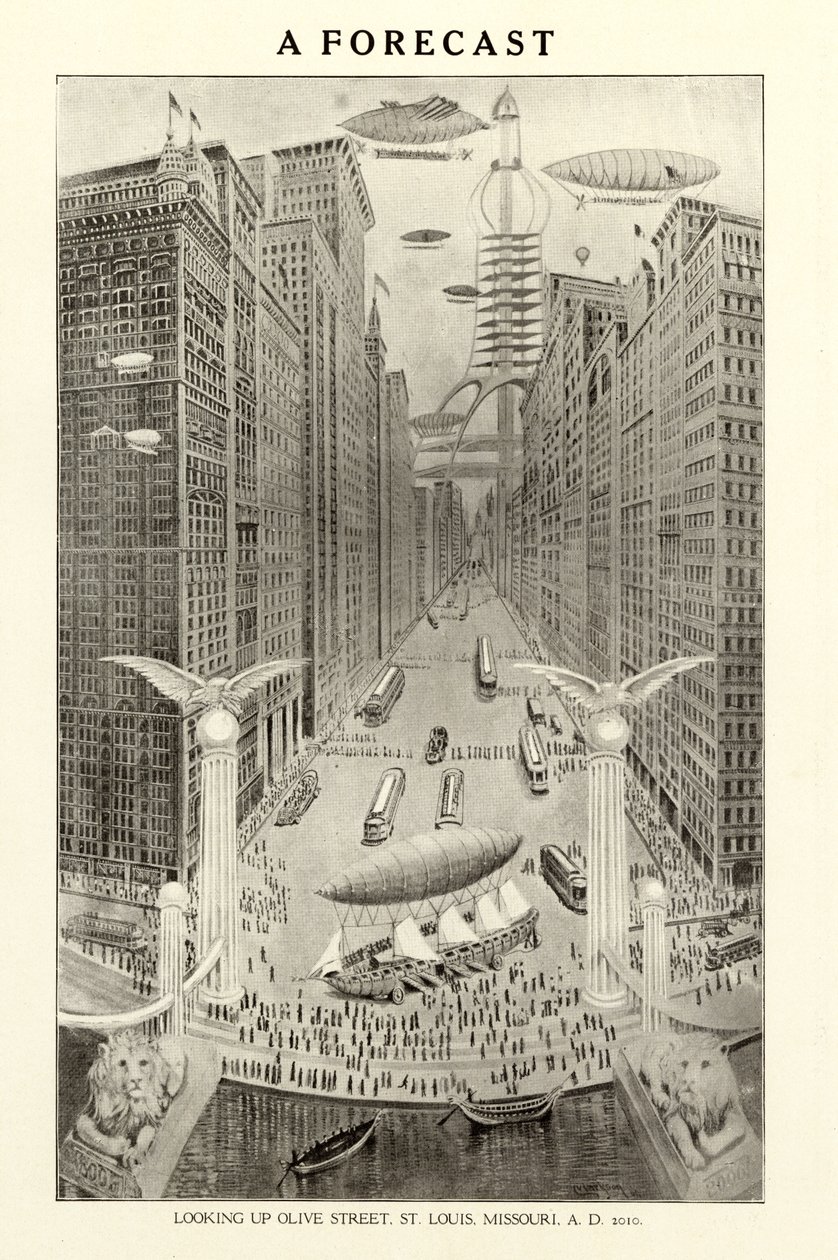 Une prévision - Regard vers Olive Street, St. Louis, Missouri, en l