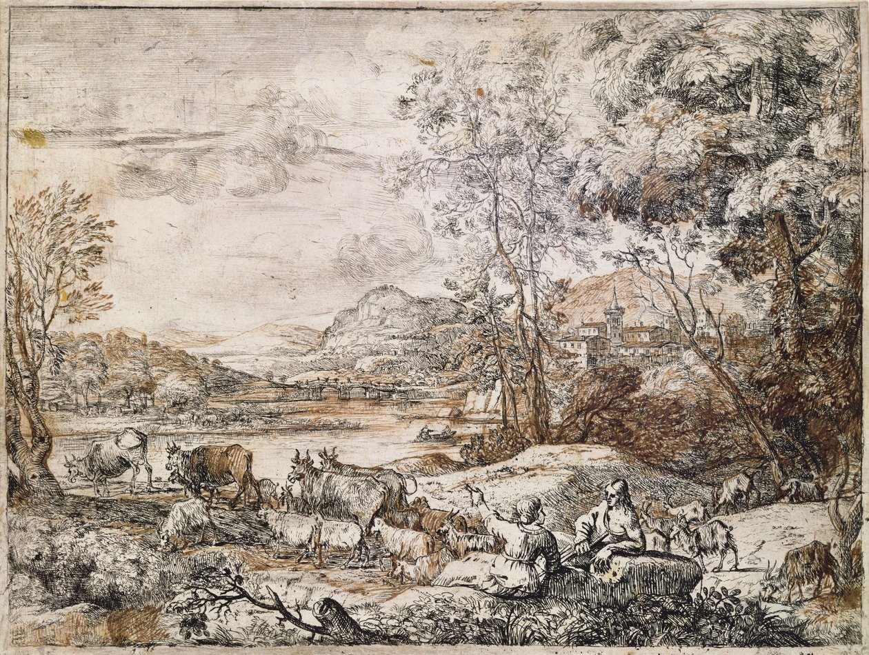 Un berger et une bergère conversant - Claude Lorrain