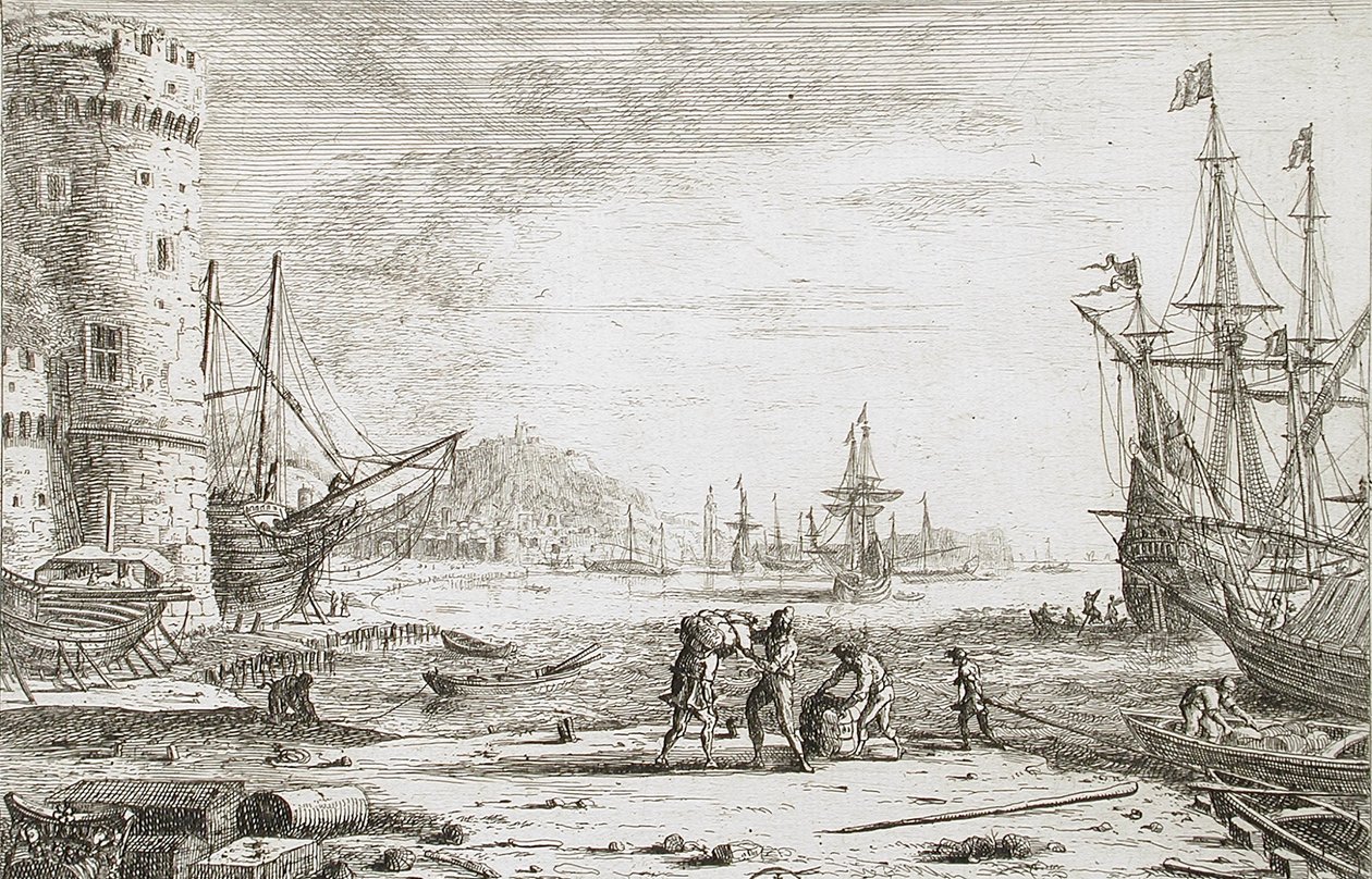 Port avec une grande tour - Claude Lorrain