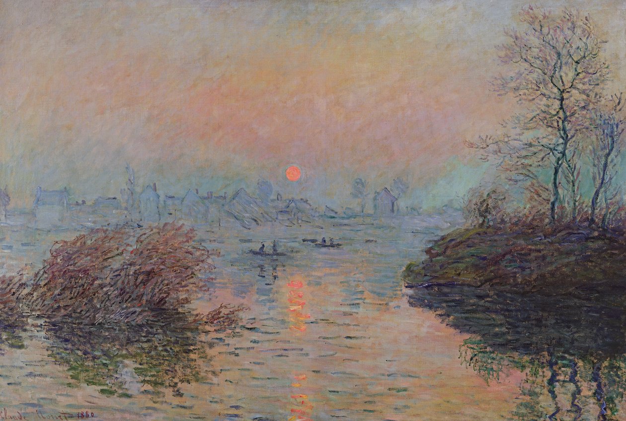 Coucher de soleil sur la Seine à Lavacourt. Effet d