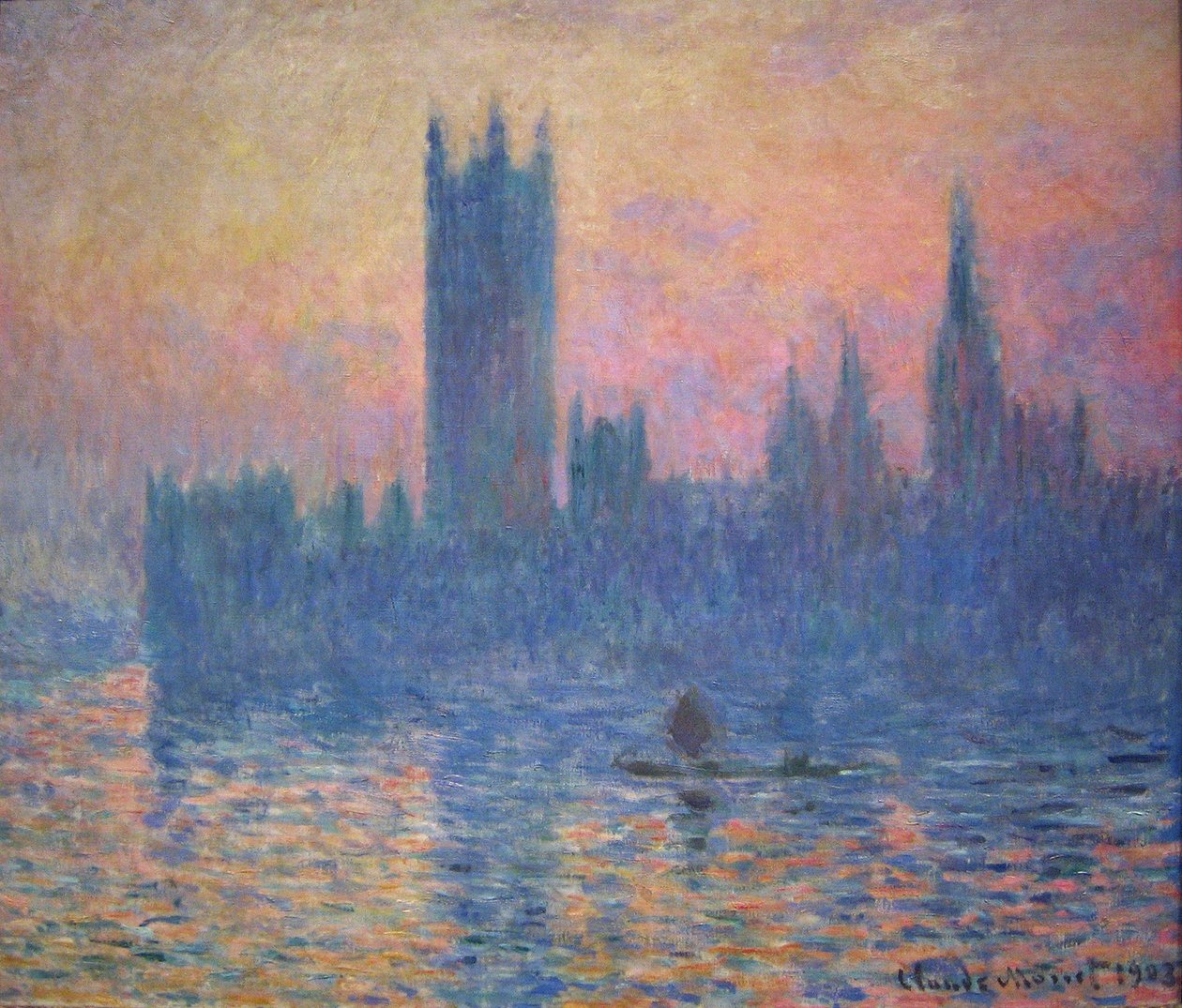 Les Maisons du Parlement, coucher de soleil - Claude Monet