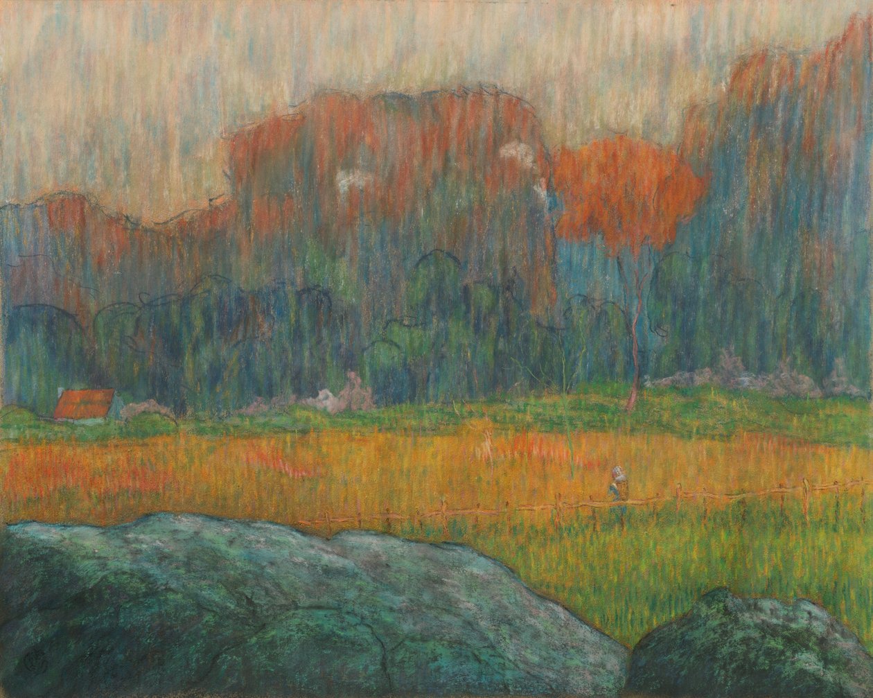 Paysage avec figure et maisons - Claude Emile Schuffenecker
