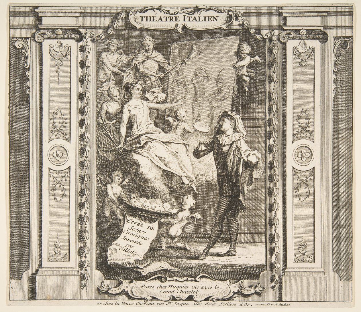 Frontispice au Théâtre Italien - Claude Gillot, Jacques Gabriel Huquier