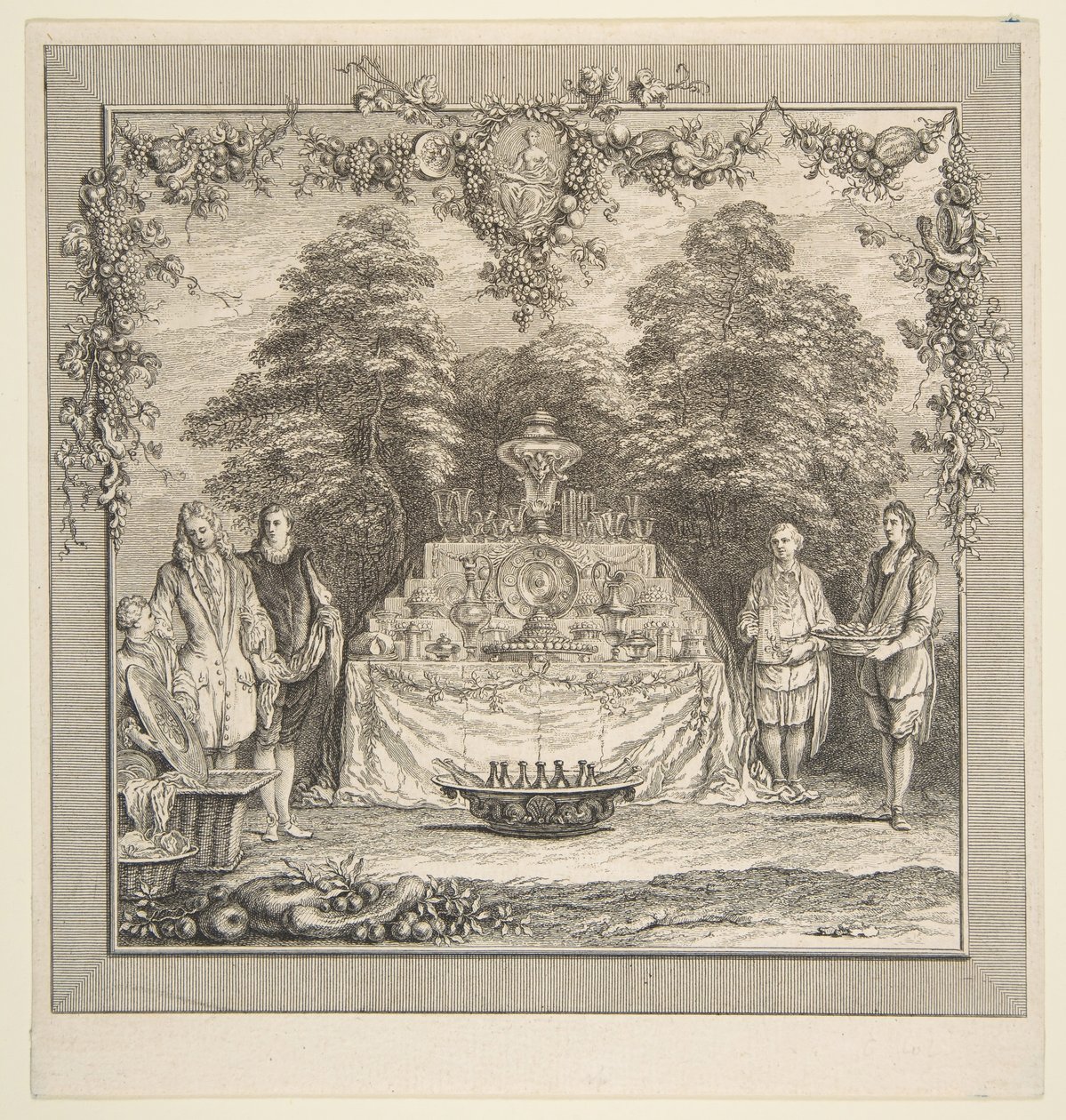La collation préparée dans un jardin - Claude Gillot, Jacques Gabriel Huquier
