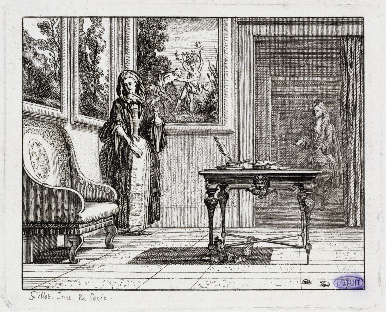 Vignettes des Fables de La Motte. Les Grillons (Livre II, fable 19) - Claude Gillot