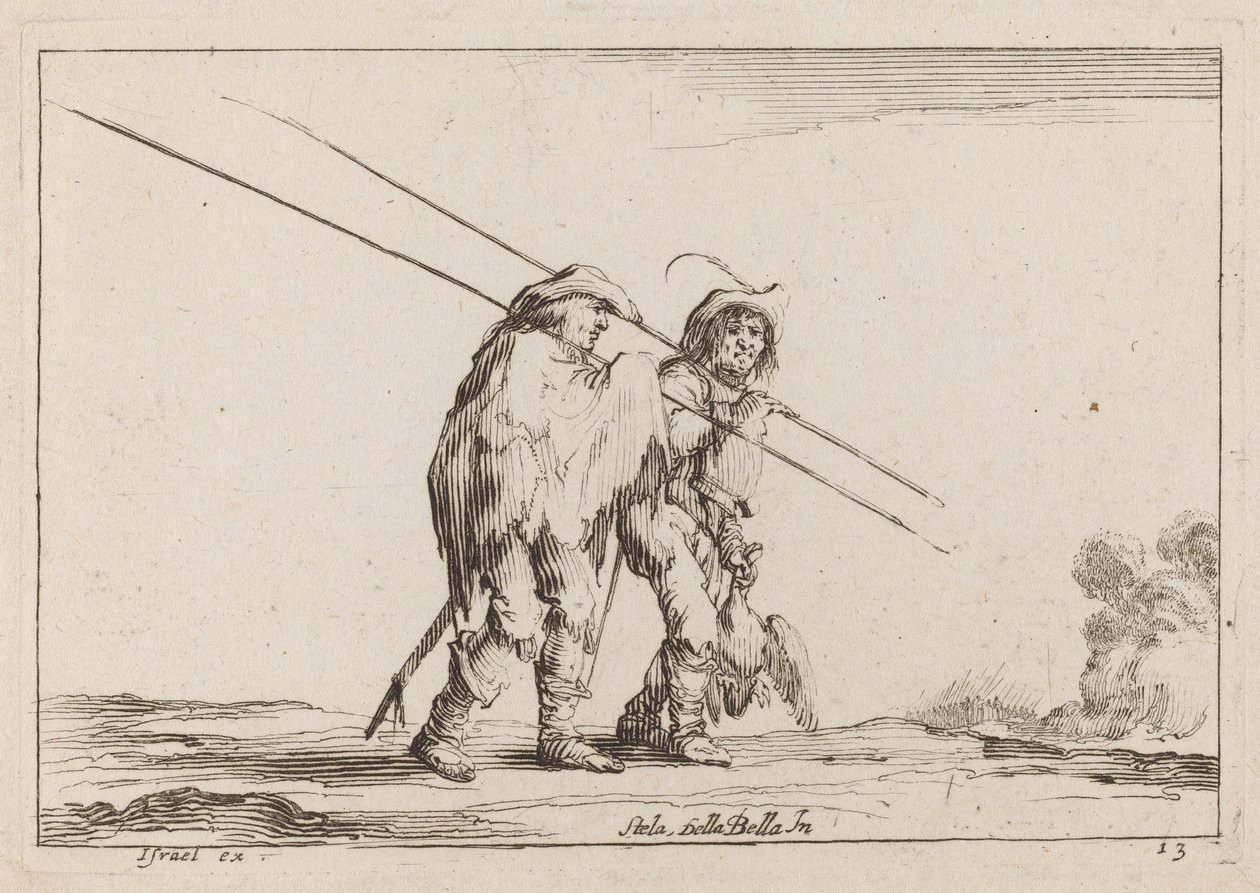 Deux piquiers voyageant à pied - Claude Goyrand after Stefano Della Bella