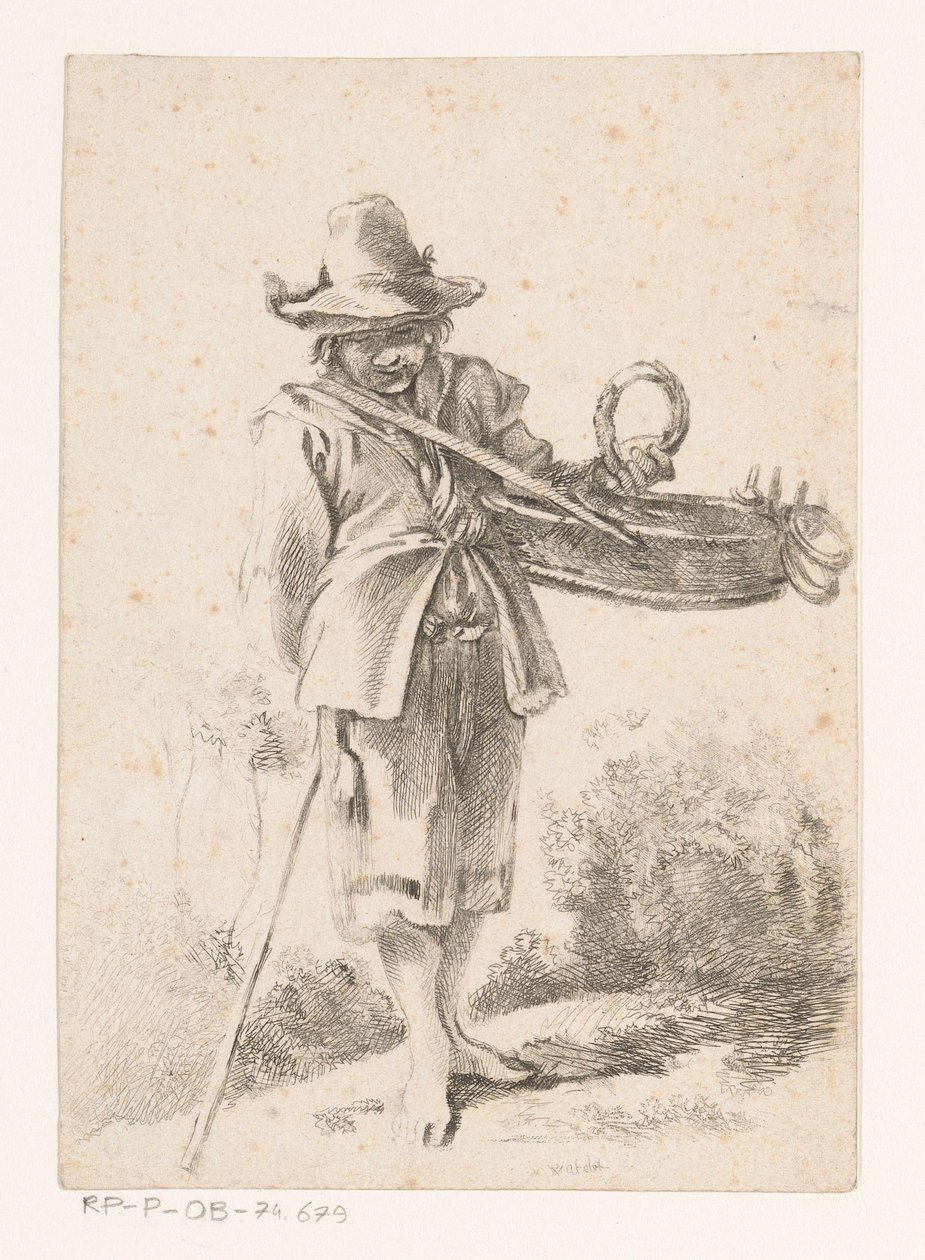 Jeune vendeur de pains dans un paysage - Claude Henri Watelet