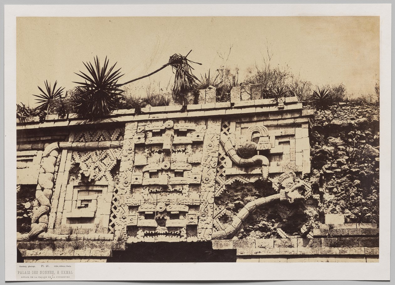Palais des Nonnes à Uxmal (détail de la façade du serpent) - Claude Joseph Désiré Charnay
