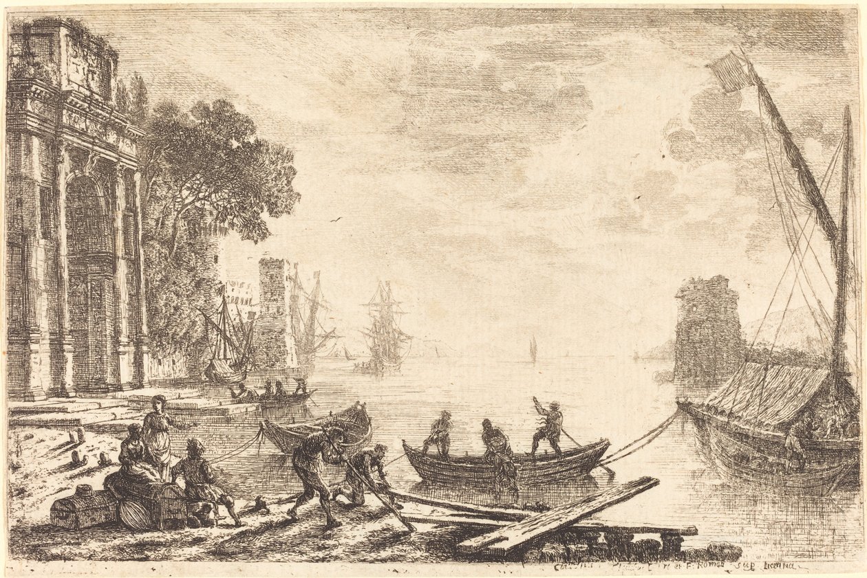 Scène de port avec soleil levant - Claude Lorrain