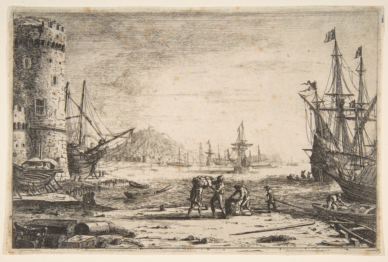 Port avec une grande tour - Claude Lorrain