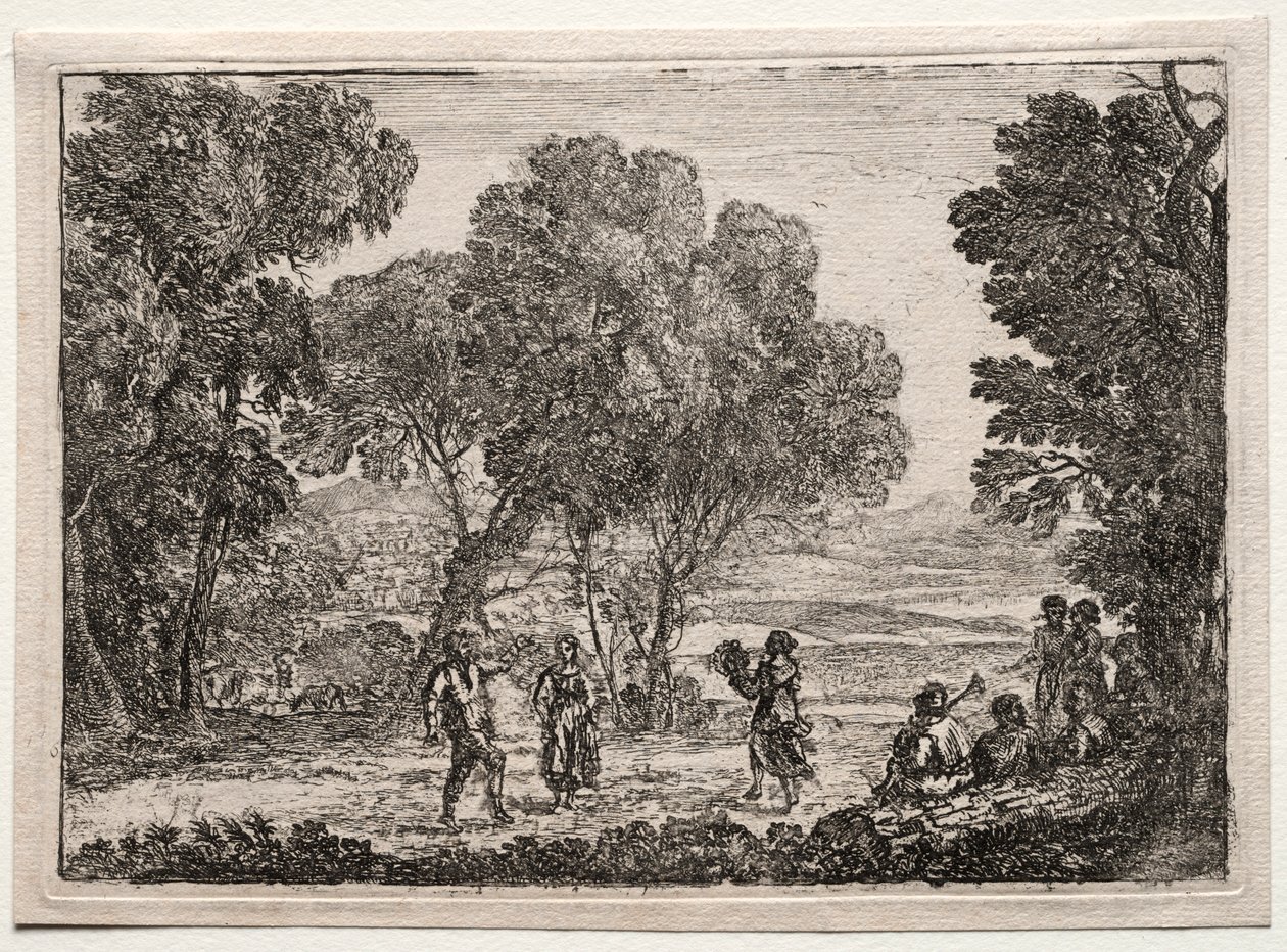 Paysage avec une danse de campagne petite plaque, vers 1637 - Claude Lorrain