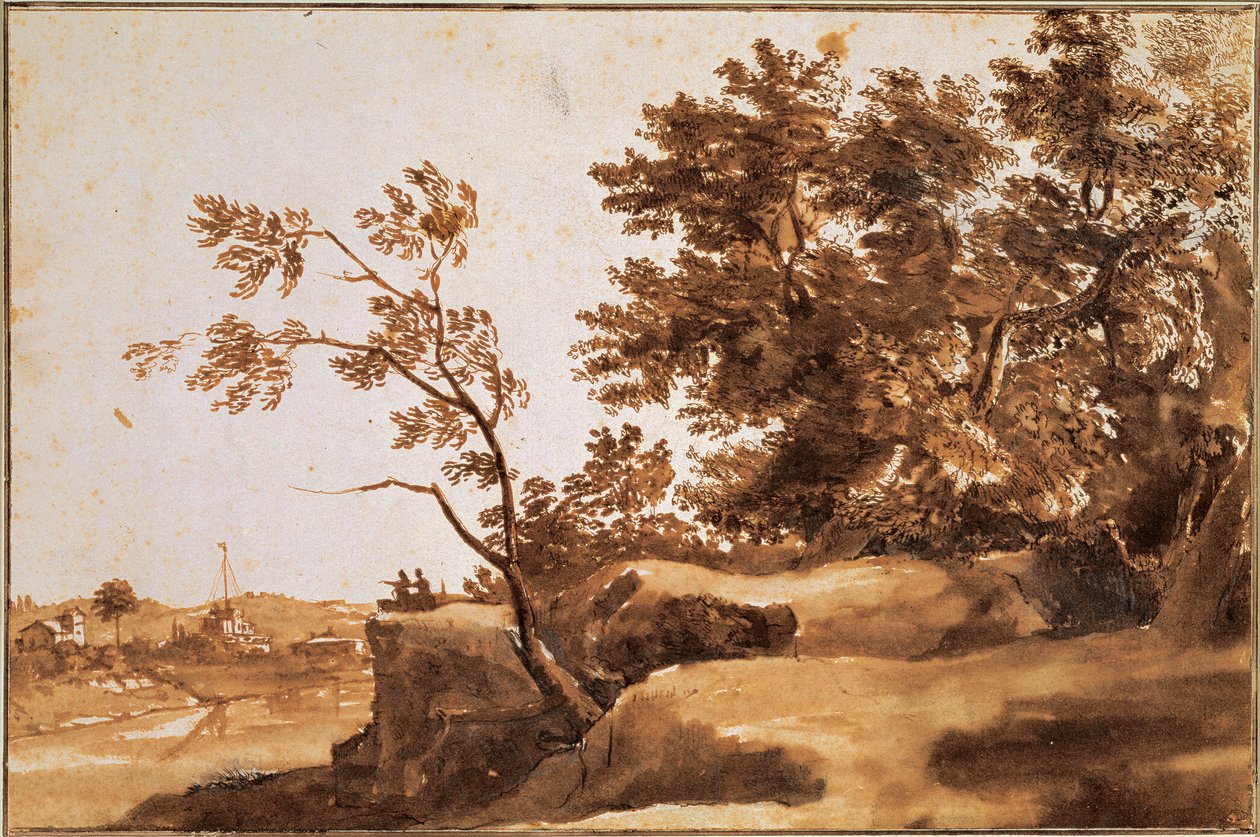 Paysage du Tibre avec le Castel Sant