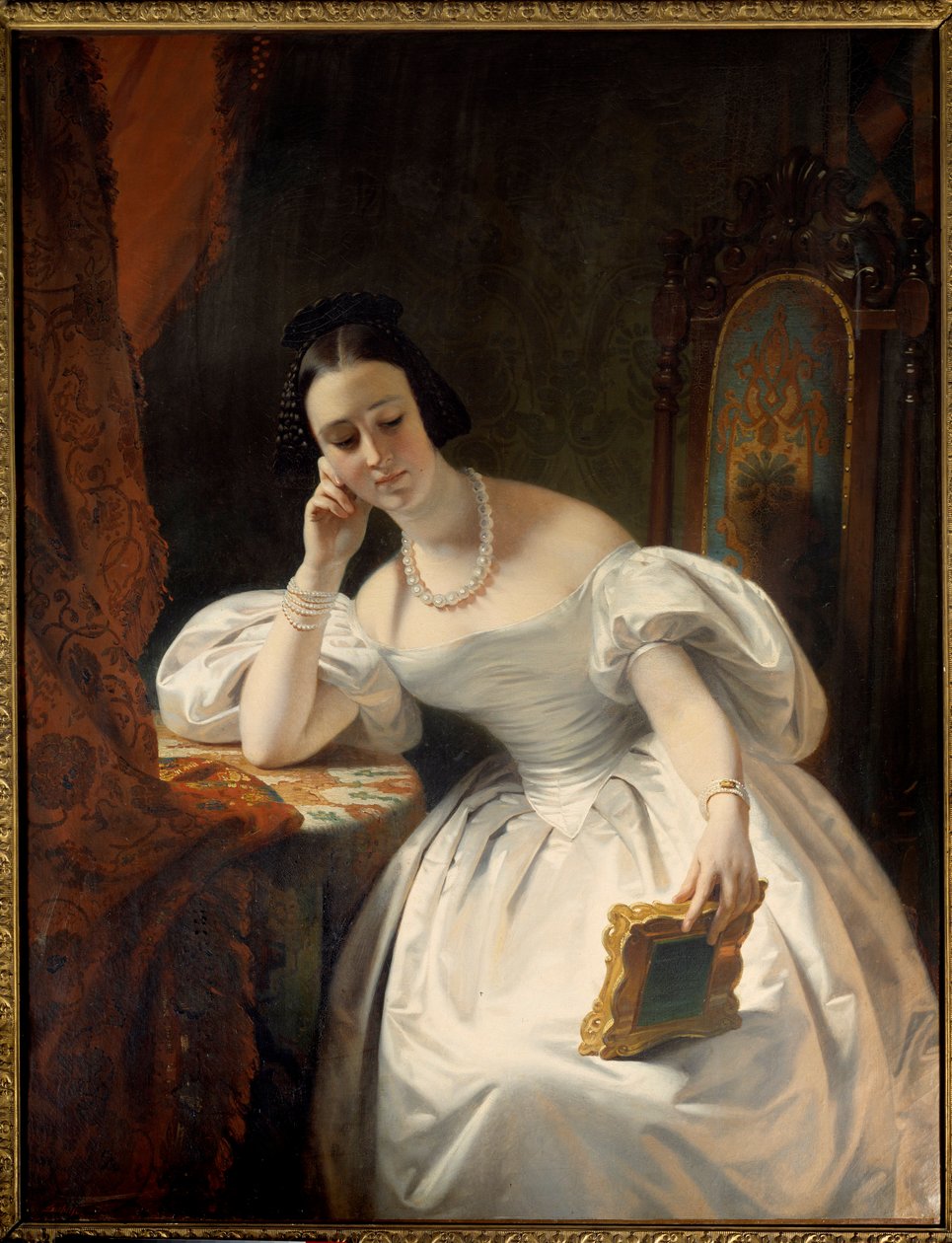 Jeune fille au miroir - Claude Marie Dubufe