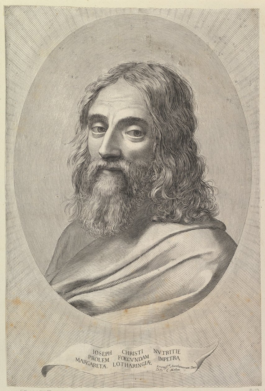Buste de saint Joseph dans un cadre ovale - Claude Mellan