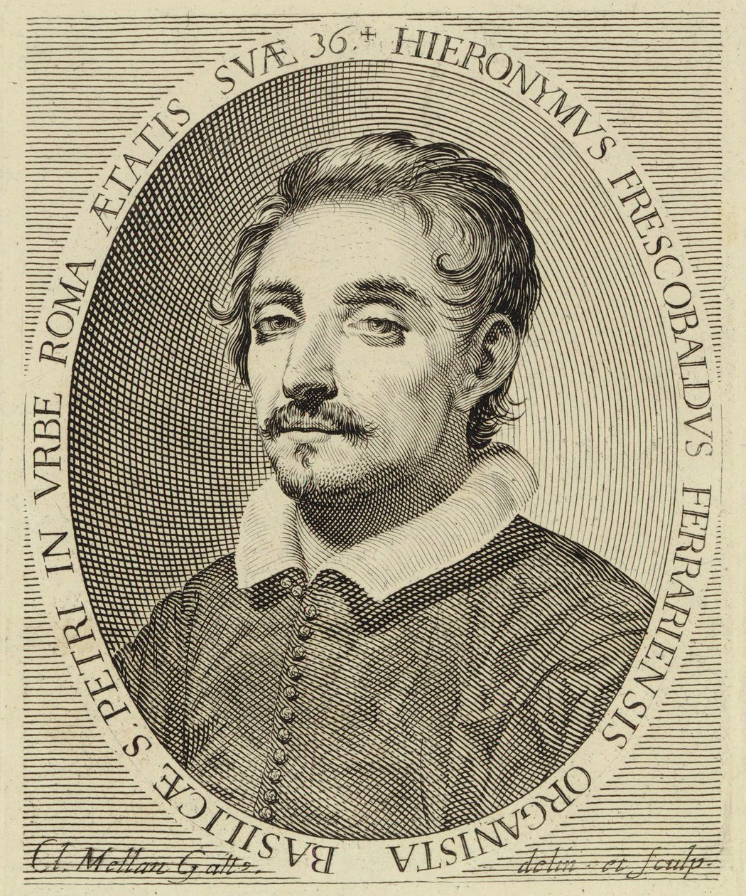 Girolamo Frescobaldi (1583-1643), gravure de Claude Mellan (1619). - Claude Mellan
