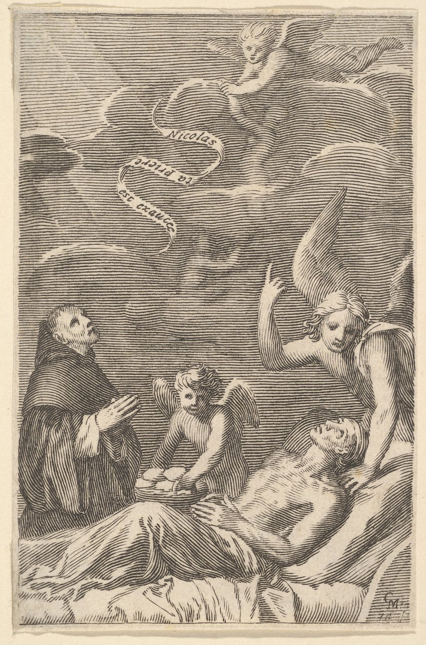 Saint Nicolas priant pour un homme mourant - Claude Mellan