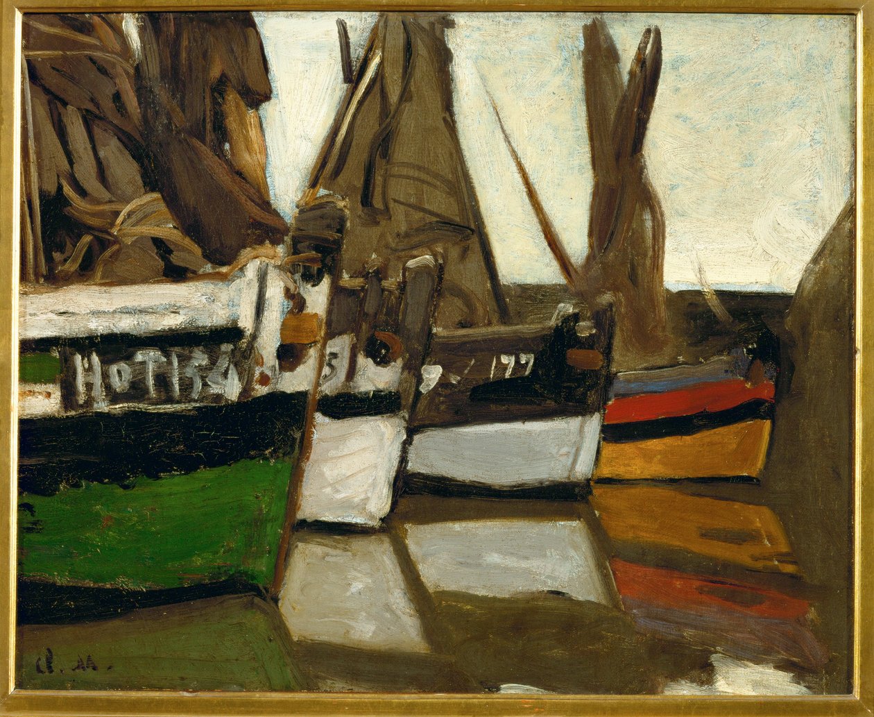 Bateaux de peche, Honfleur (oil on canvas) - Claude Monet