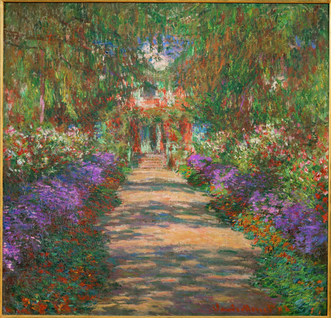 Jardin à Giverny (peinture sur toile) - Claude Monet