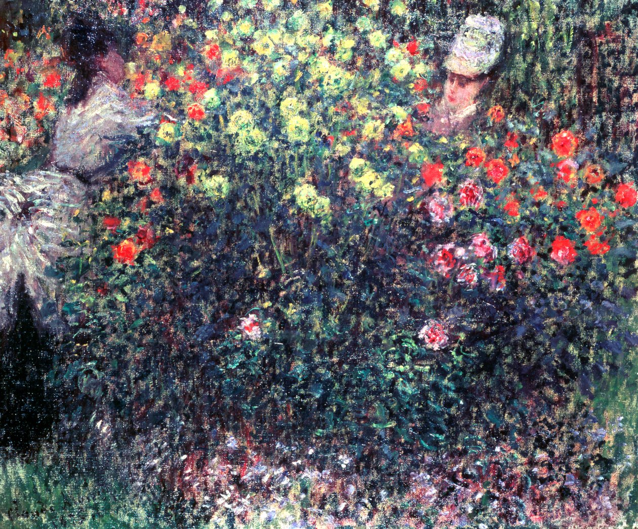 Filles dans une masse solide de dahlias, 1875 - Claude Monet
