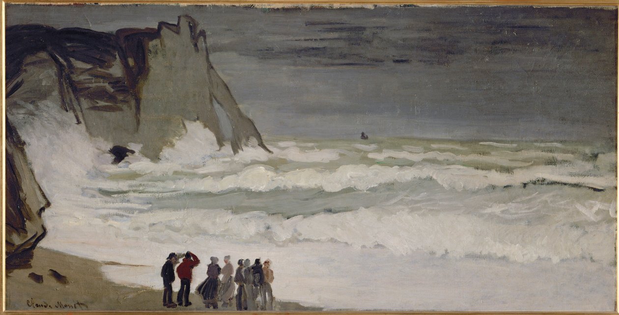 Grosse mer à Etretat (huile sur toile) - Claude Monet