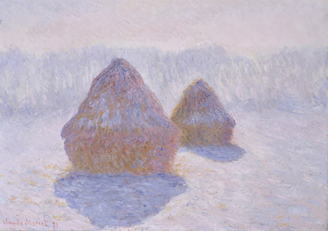 Meules de foin (Effet de neige et de soleil) - Claude Monet