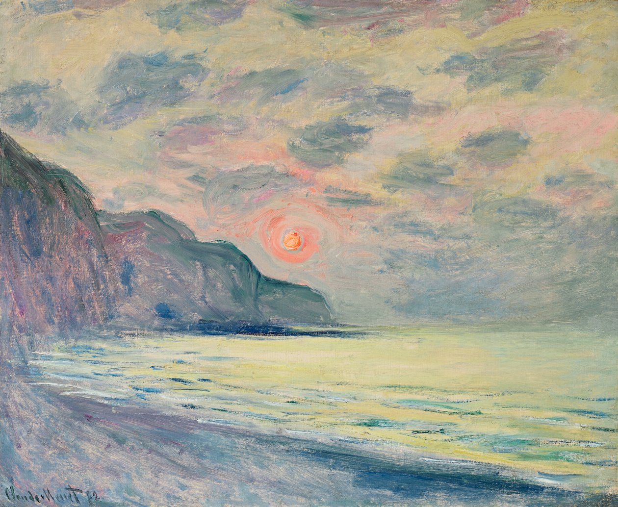 Soleil couchant, temps brumeux, Pourville - Claude Monet