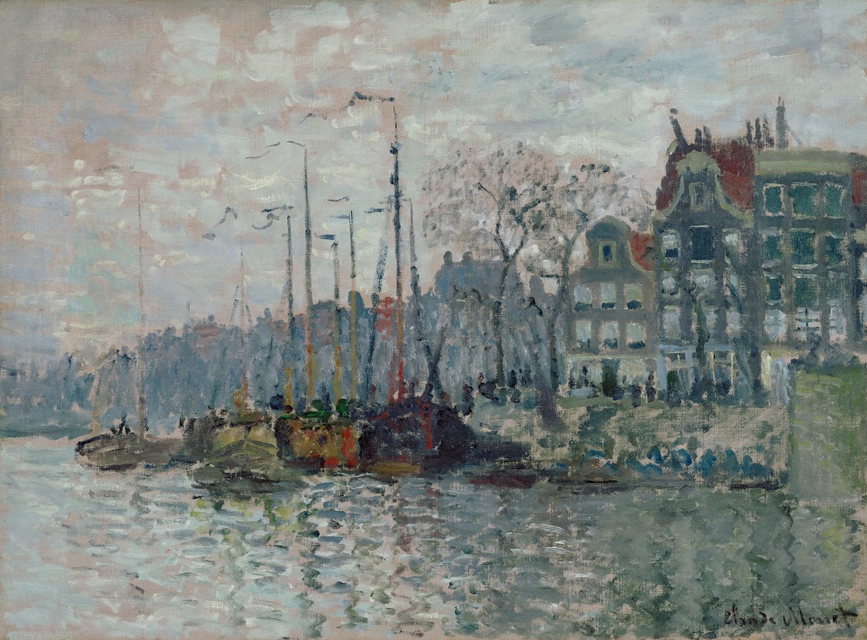 Vue du Prins Hendrikkade et du Kromme Waal à Amsterdam, 1874 - Claude Monet