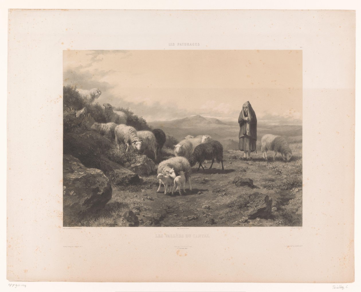 Bergère avec moutons sur la plaine de Cantal - Claude Thielley