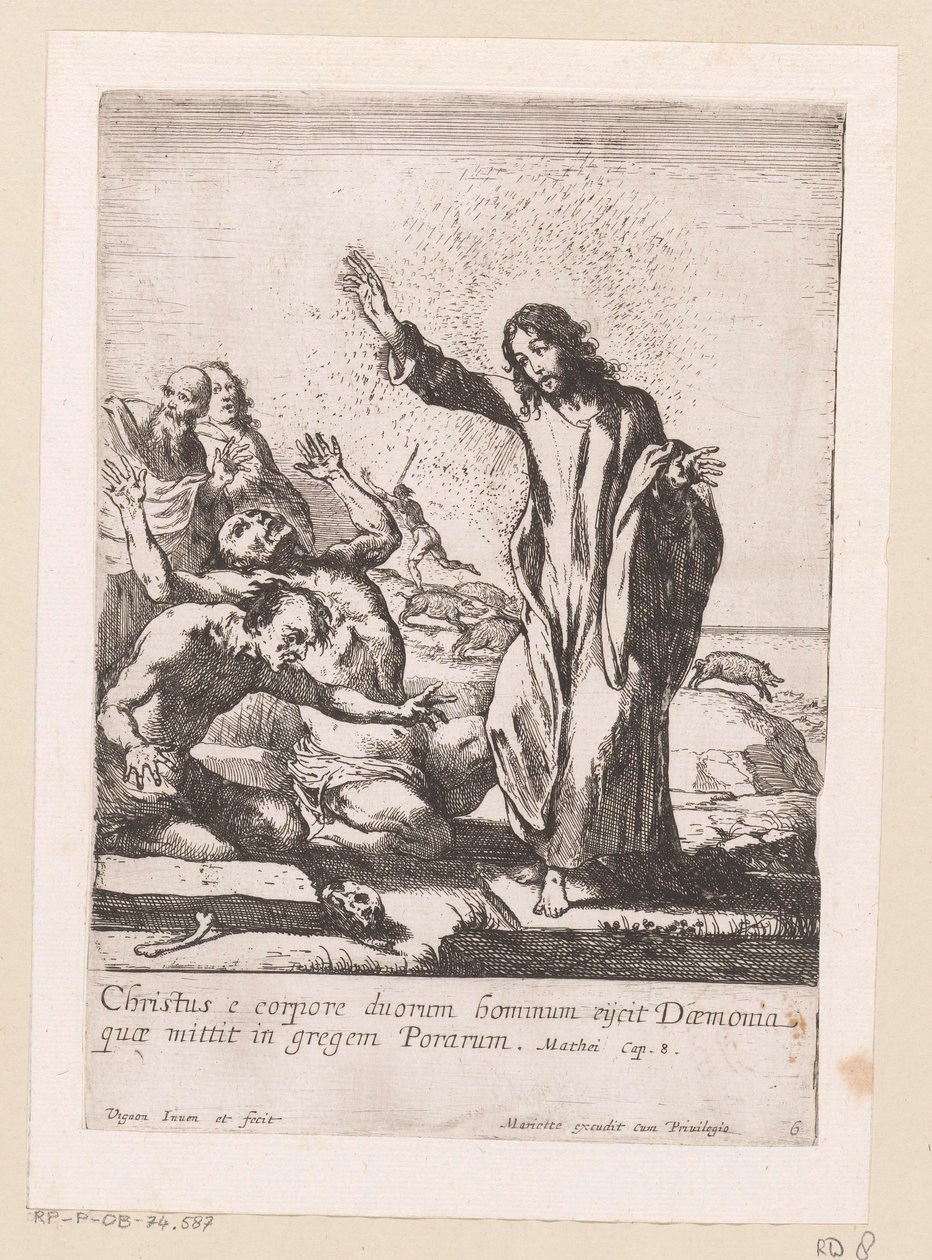 Christ libère deux possédés de démons Miracula Domini Nostri Jesu Christi - Claude Vignon