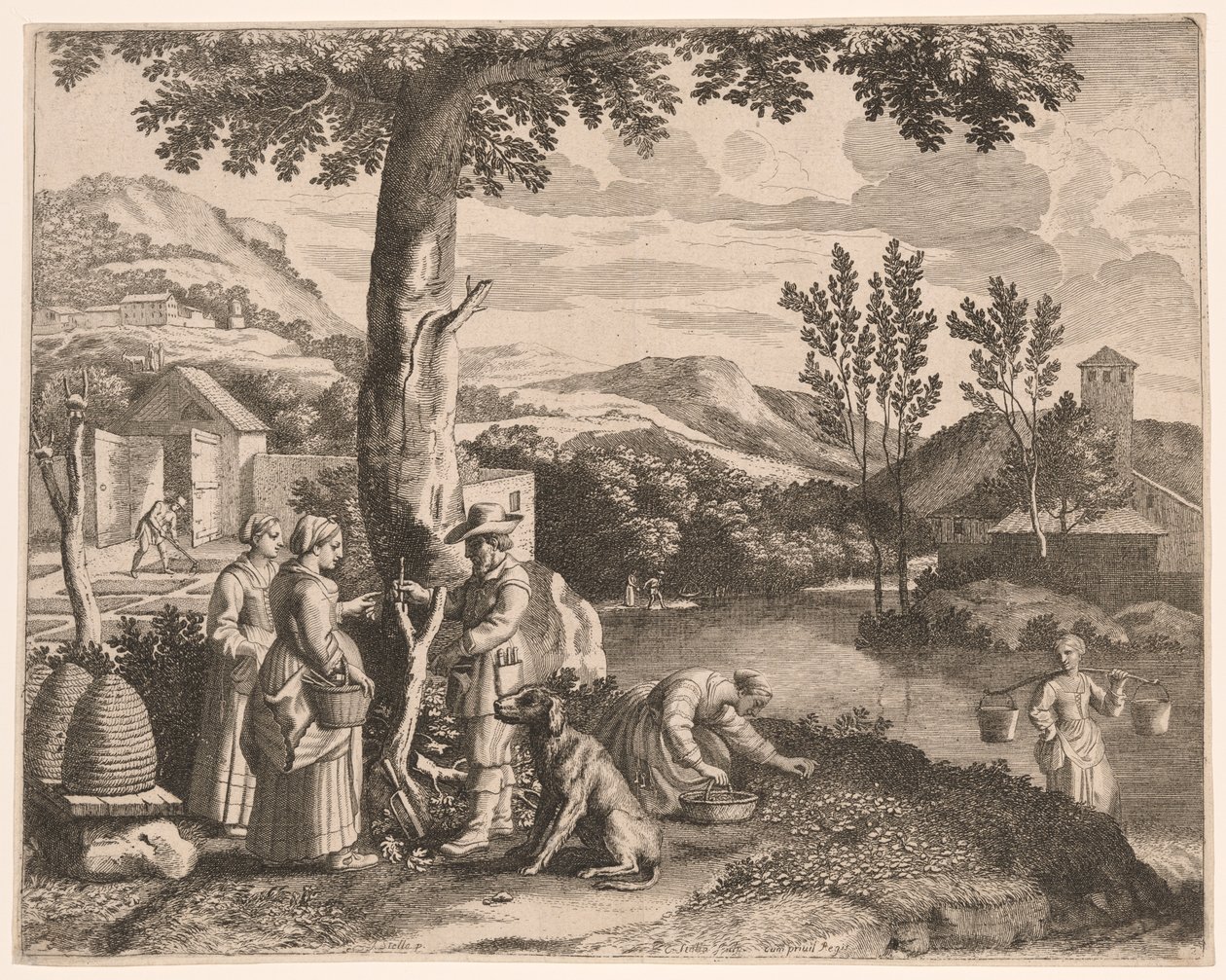 Le rucher, la culture des jardins et la greffe des arbres, planche 2 des Pastorales - Claudine Bouzonnet Stella