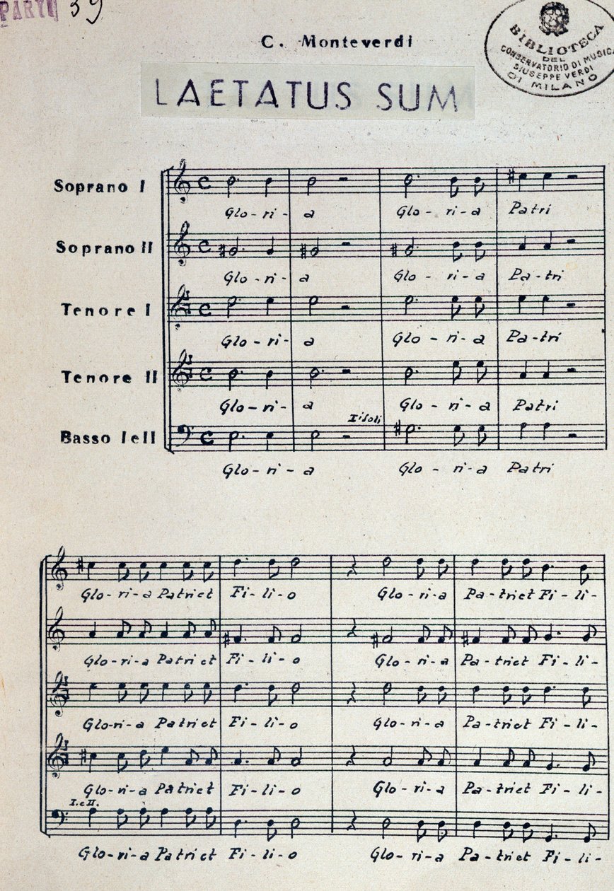 Partition musicale de Dixit dominus par Monteverdi