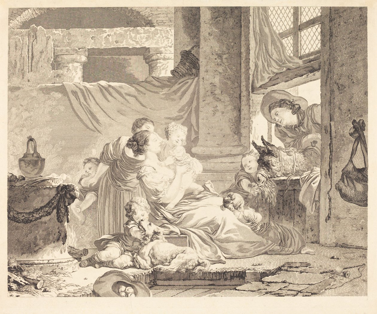 La famille du fermier - Clément Pierre Marillier after Jean Honoré Fragonard