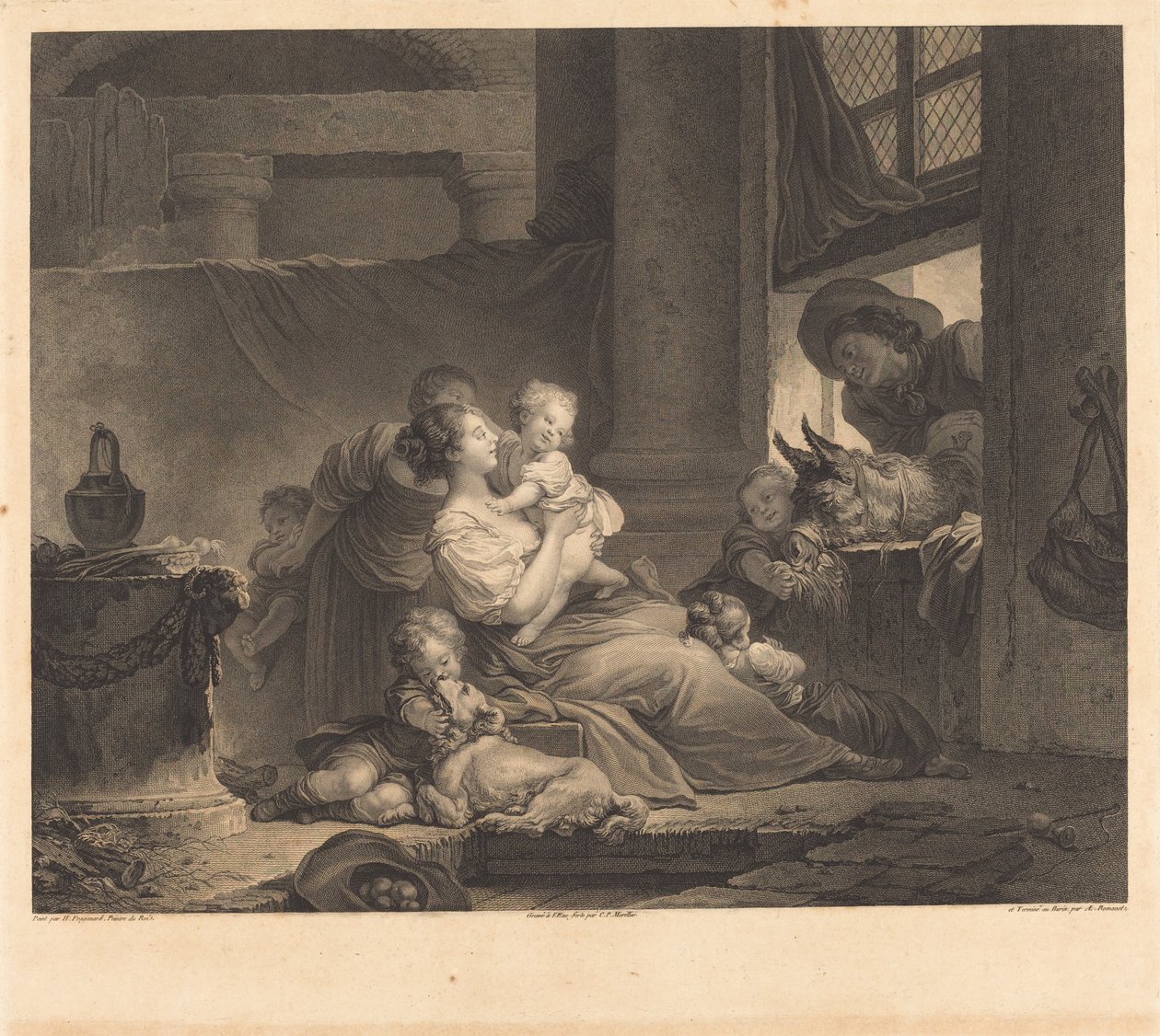 La famille du fermier - Clément Pierre Marillier and Antoine Louis Romanet after Jean Honoré Fragonard