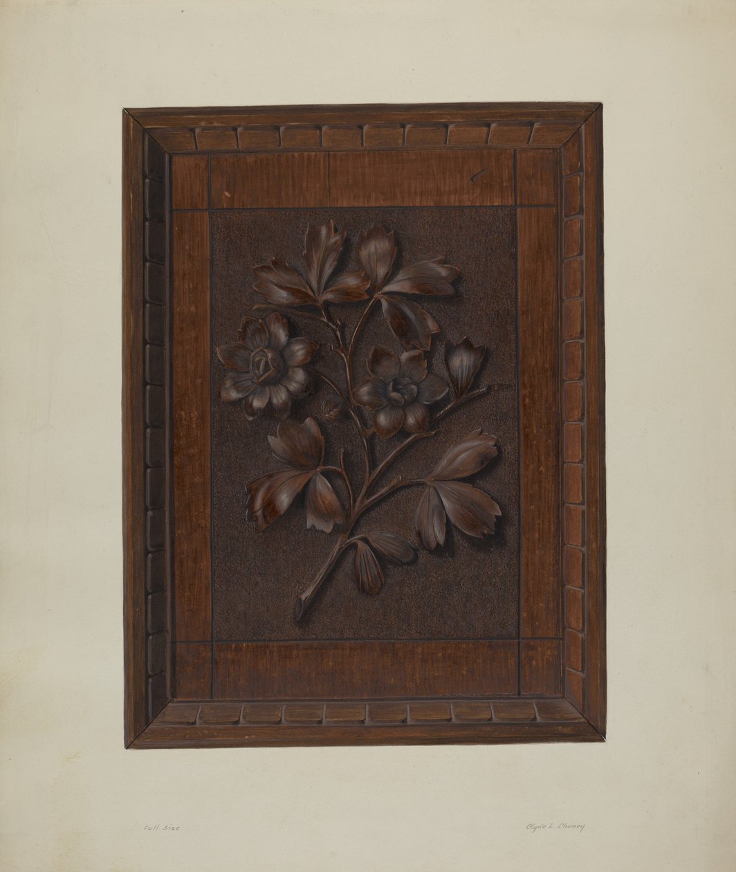Panneau en bois sculpté - Clyde L. Cheney