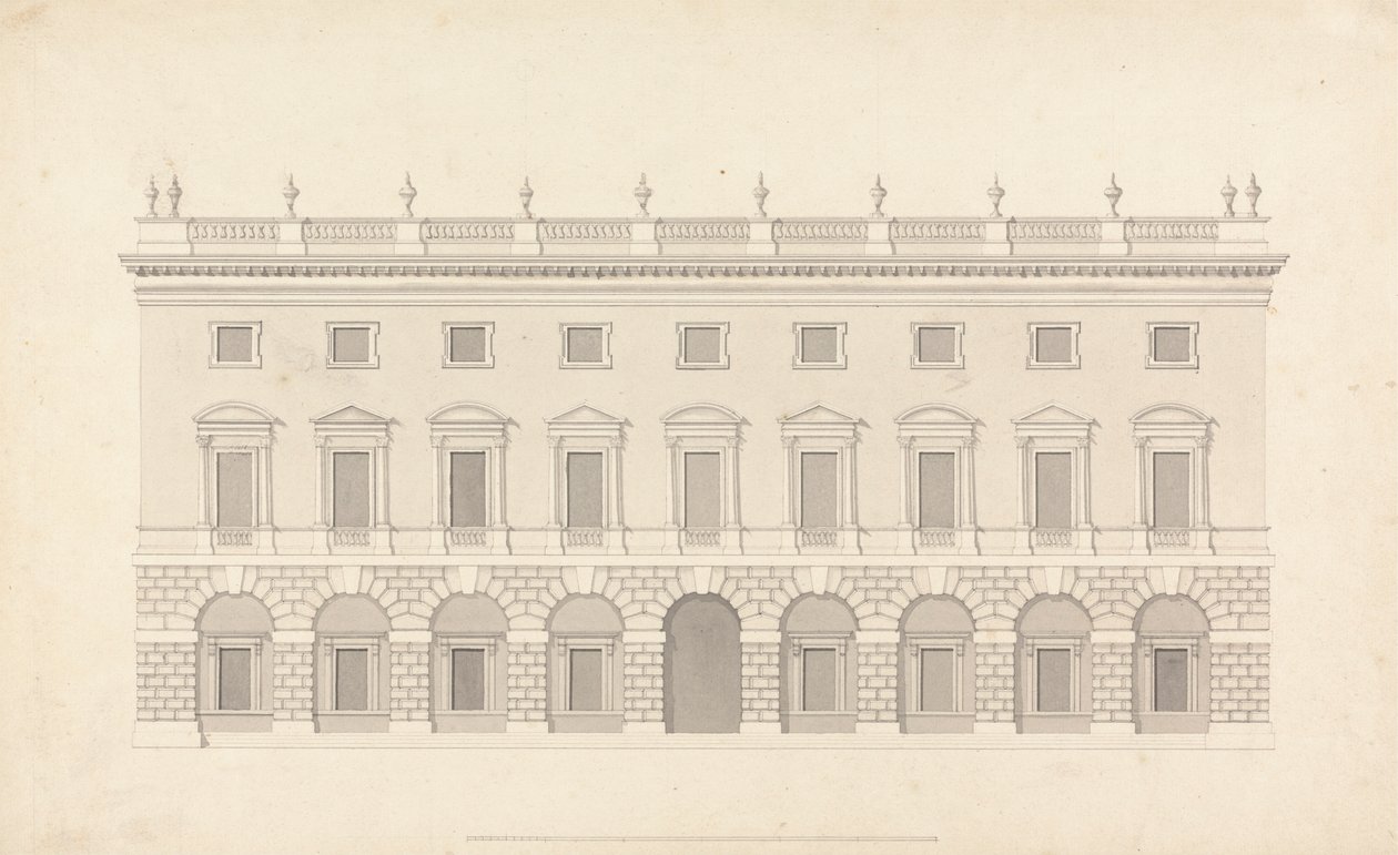 Maison de ville non identifiée : élévation de la façade - Colen Campbell