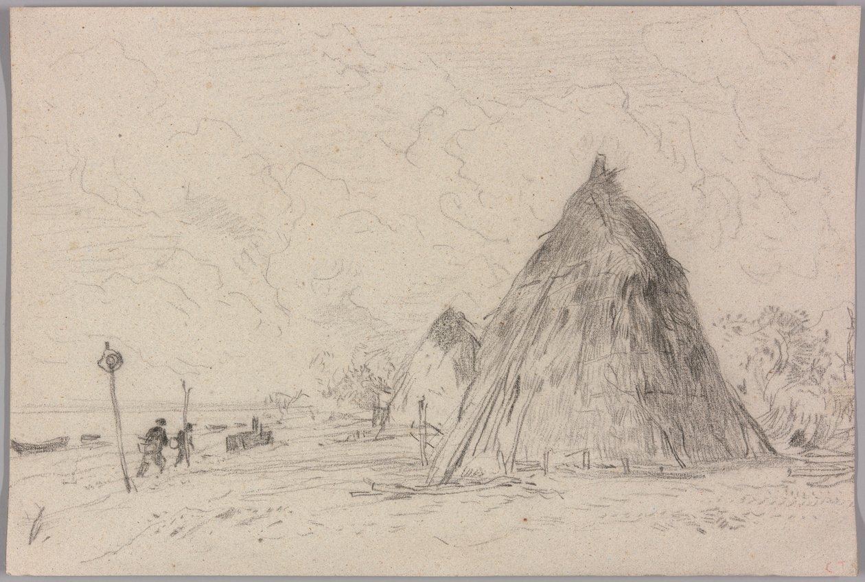 Paysage avec meules de foin - Constant Troyon