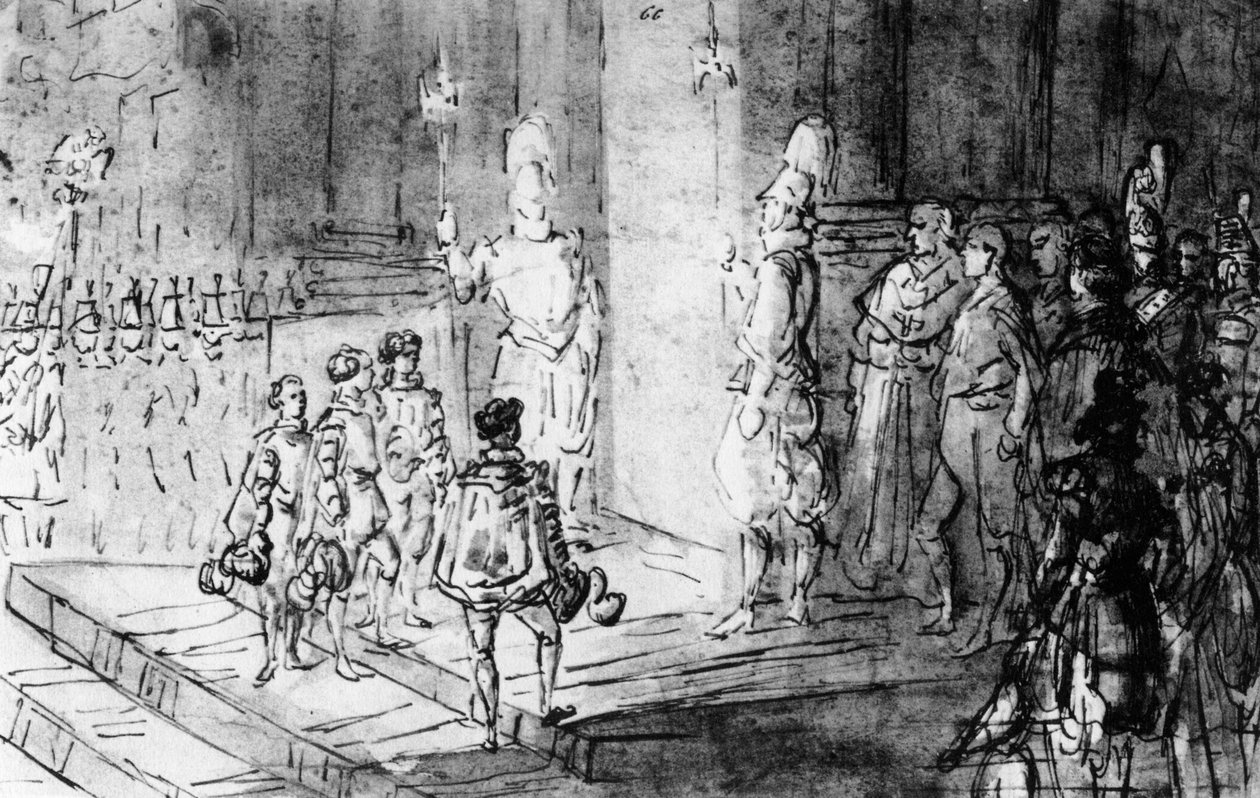 Gardes suisses et soldats français au Vatican, 1930 - Constantin Guys