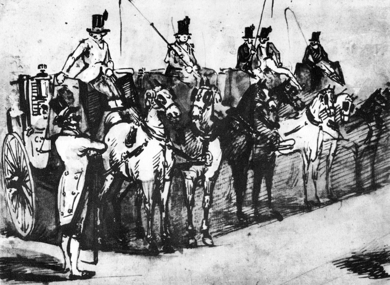Attente des carrosses, 19e siècle, 1930 - Constantin Guys