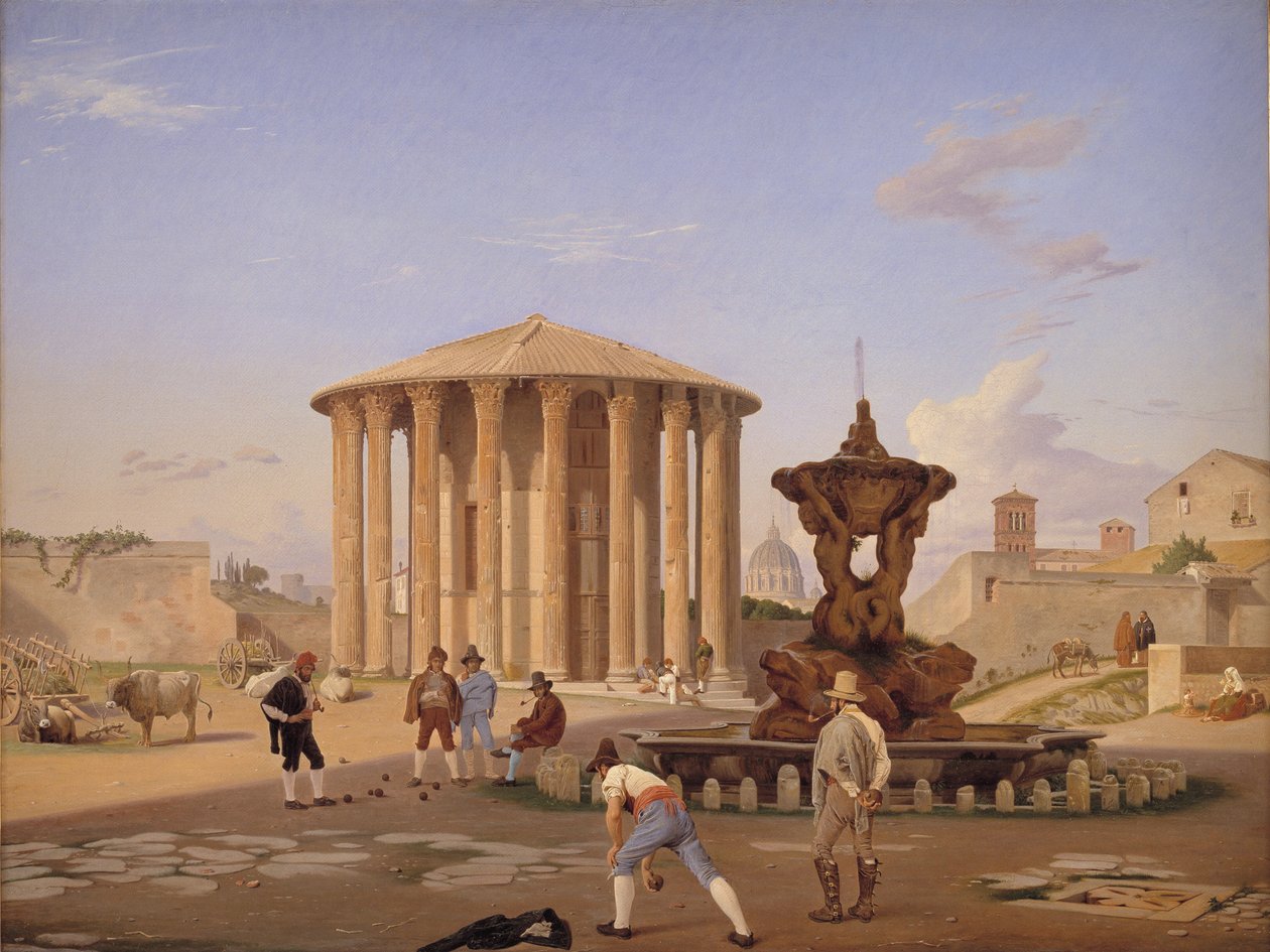Piazza della Bocca della Verità avec le soi-disant temple de Vesta à Rome - Constantin Hansen