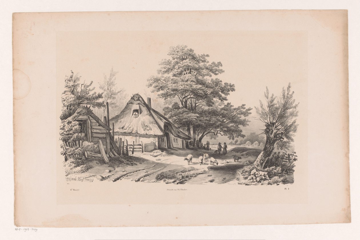 Chemin de campagne avec ferme (Le Paysage) - Constantinus Cornelis Huysmans