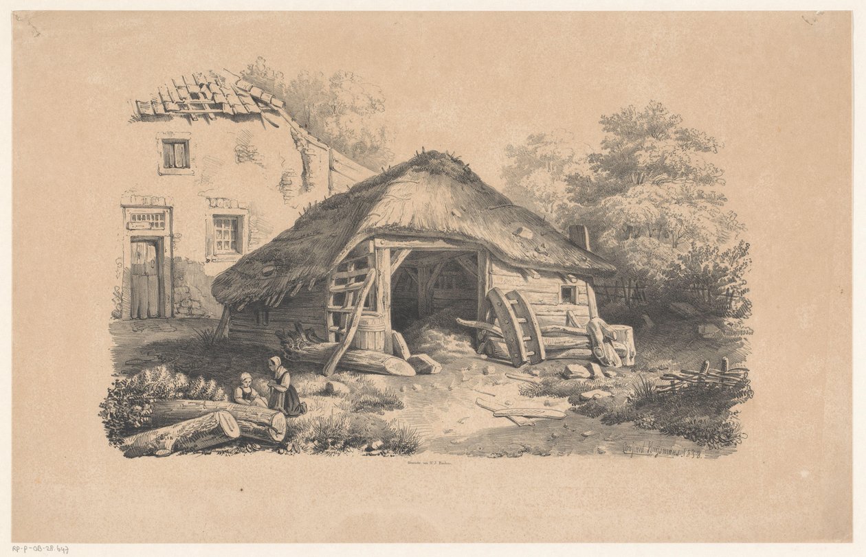 Étable près de la ferme (Le paysage) - Constantinus Cornelis Huysmans