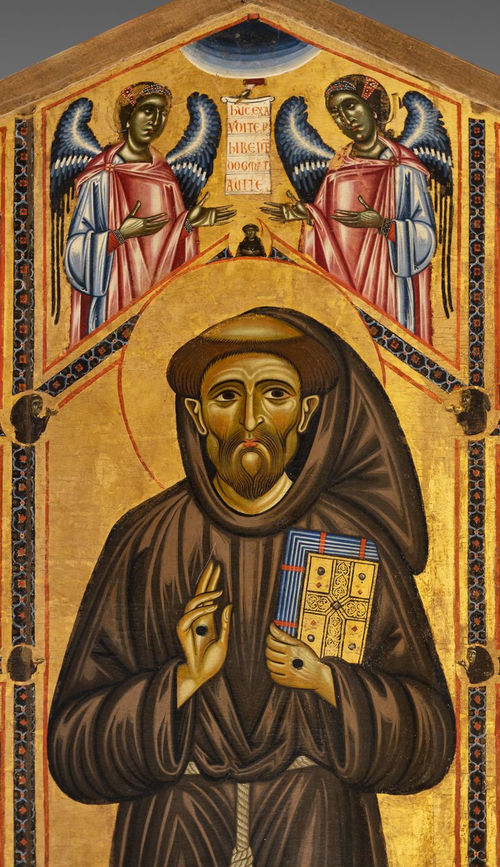 Retable de Saint François de Bardi et vingt histoires de sa vie, Chapelle Bardi, Détail du Saint et des anges - Coppo di Marcovaldo