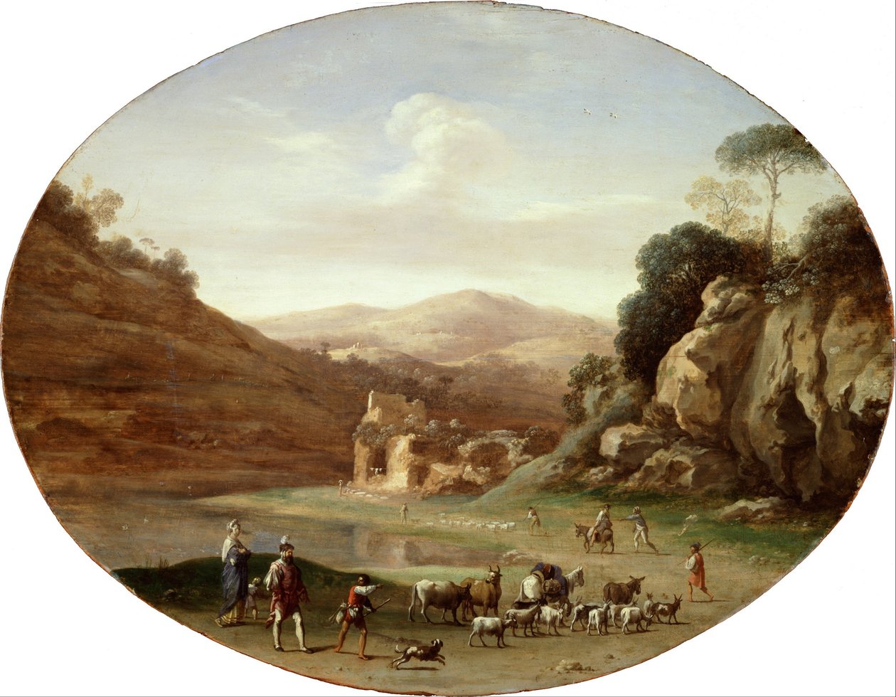 Vallée avec ruines et figures - Cornelis van Poelenburch