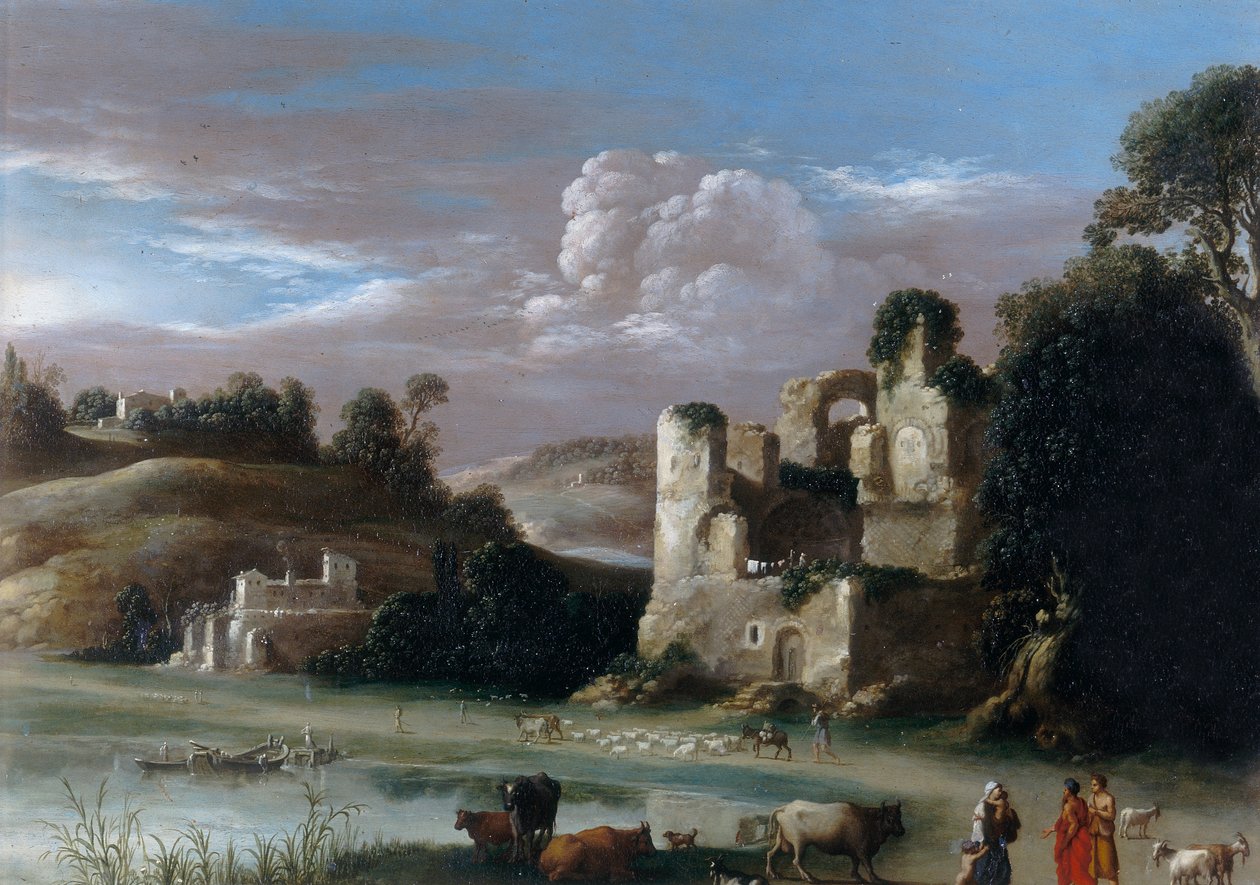 Paysage avec ruines et bergers - Cornelis van Poelenburgh or Poelenburch